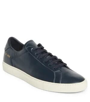 COMMON PROJECTS Achilles Slim Sneaker Leather Navy Blue Sz 41/US 10 $598